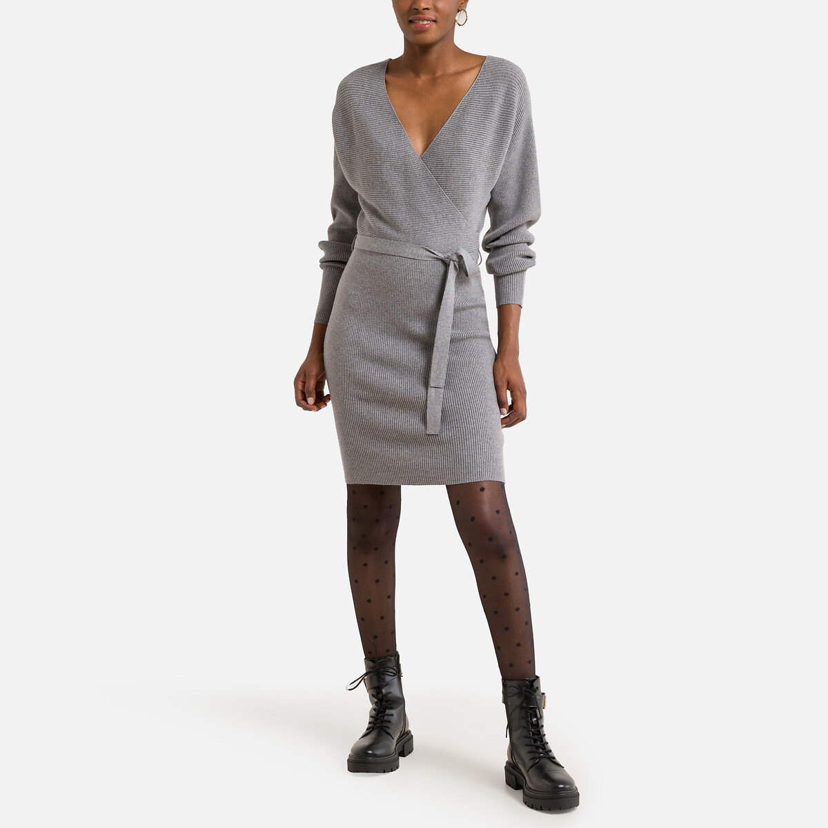 Платье-пуловер VERO MODA Платье-пуловер С завязками S серый, размер S - фото 2