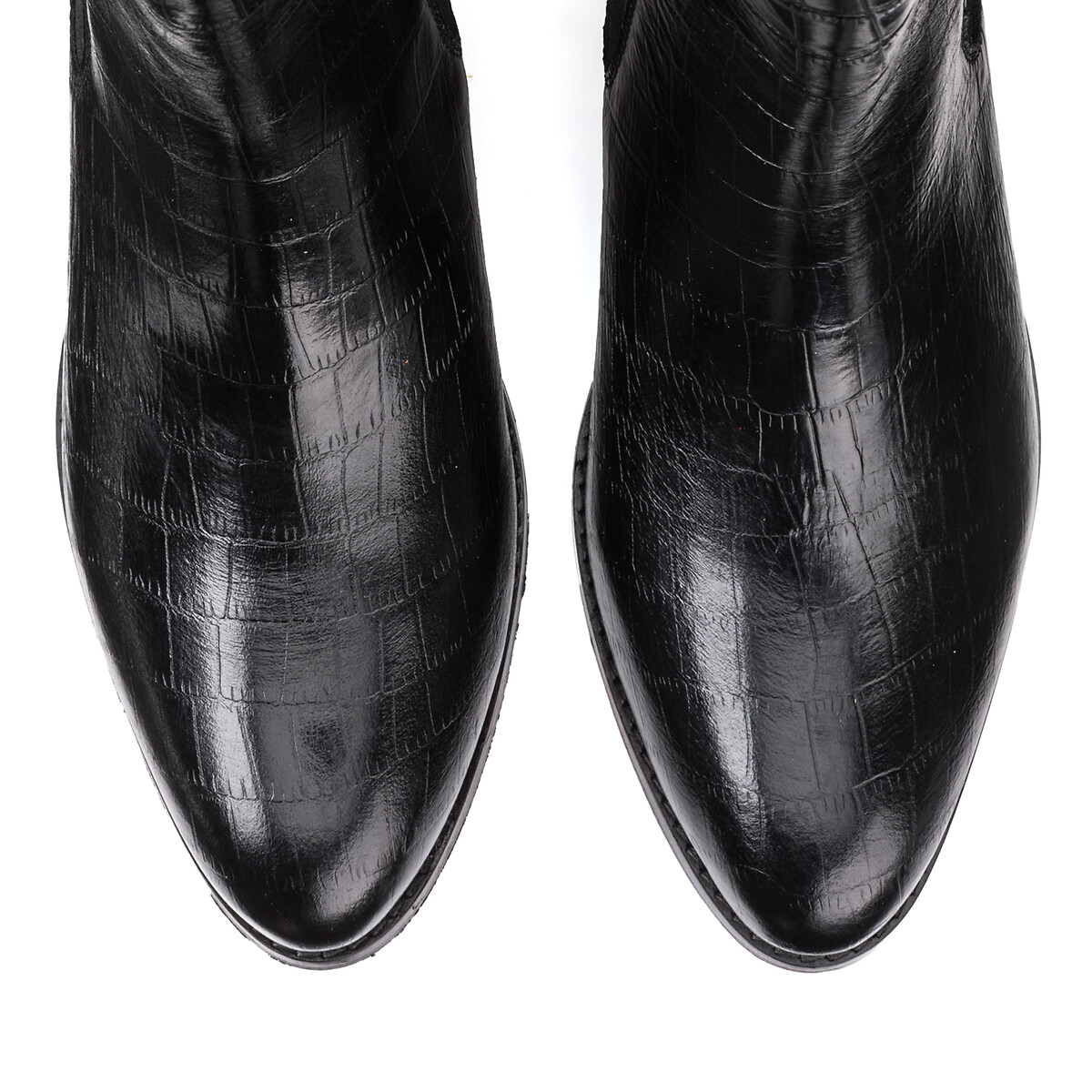 Ботинки Кожаные на широком каблуке для широкой стопы размеры 38-45 42 черный LaRedoute - фото 3