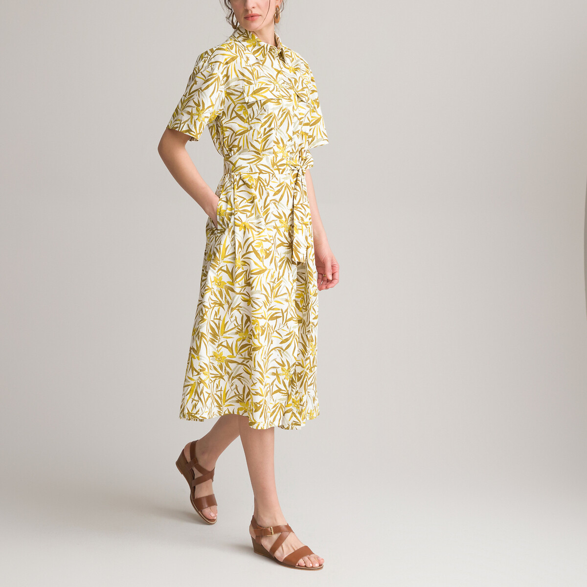 Платье ANNE WEYBURN Длинное расклешенное с принтом короткие рукава 56 разноцветный, размер 56 - фото 1