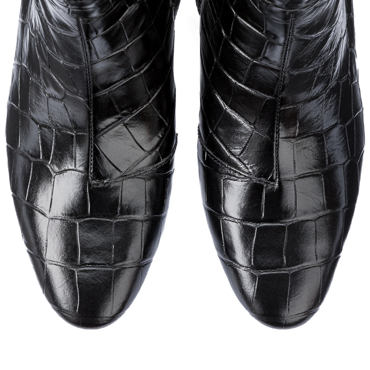 Ботинки LAUREN RALPH LAUREN Кожаные с узором кожа крокодила на широком каблуке 40 черный, размер 40 - фото 3