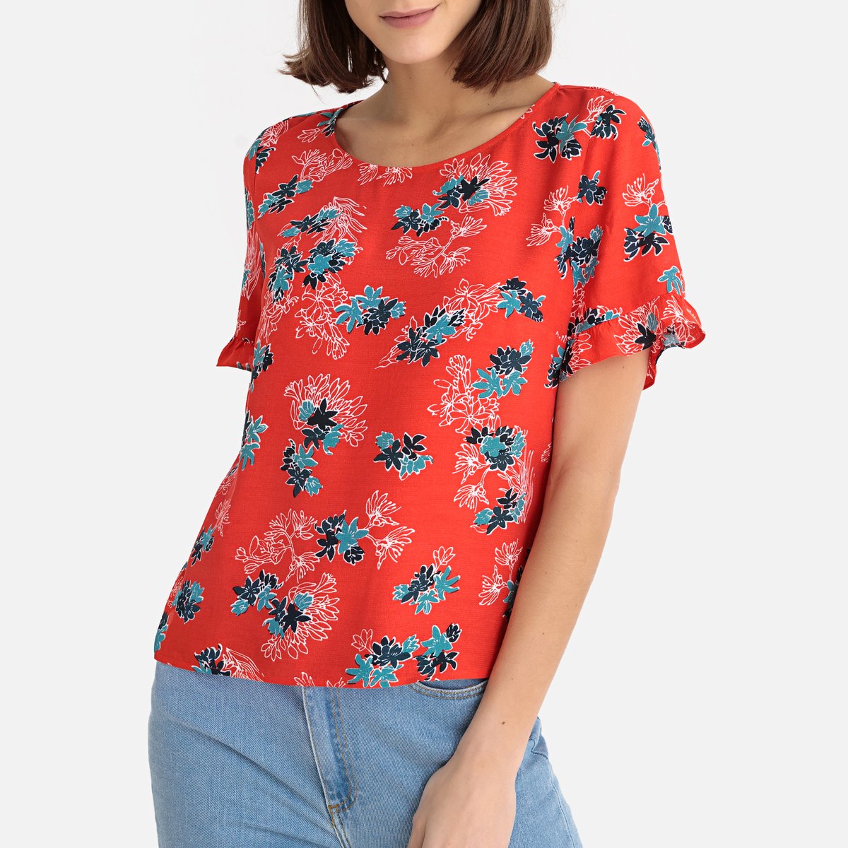 

Блузка LaRedoute, Красный, С принтом и рукавами с воланами EVA LISIA XS красный