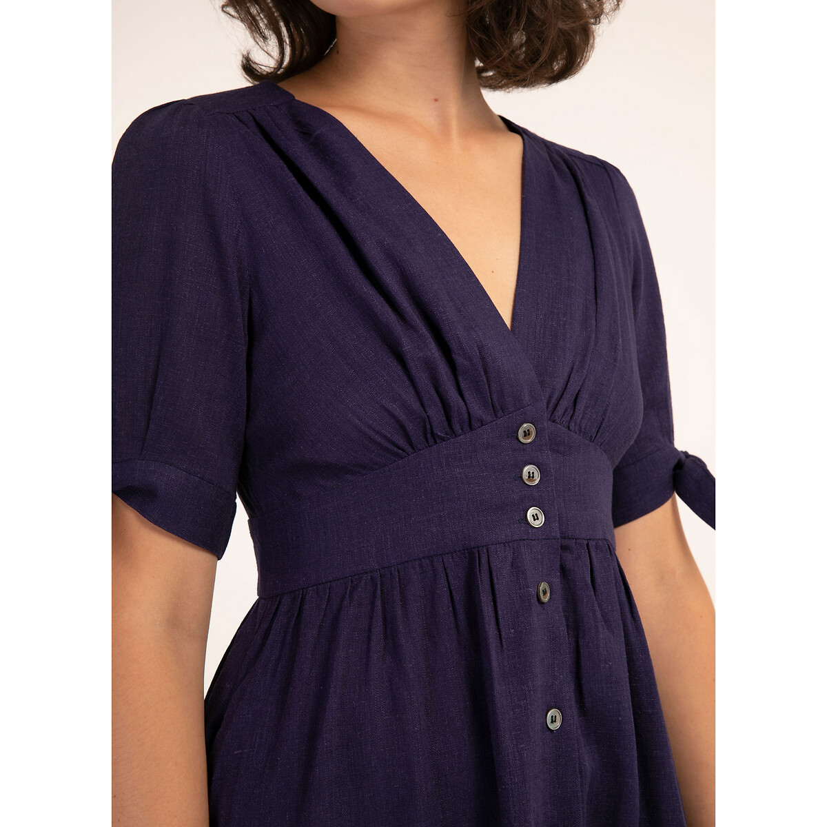 Платье LaRedoute Расклешенное короткое с короткими рукавами AMELYS XS синий, размер XS - фото 4