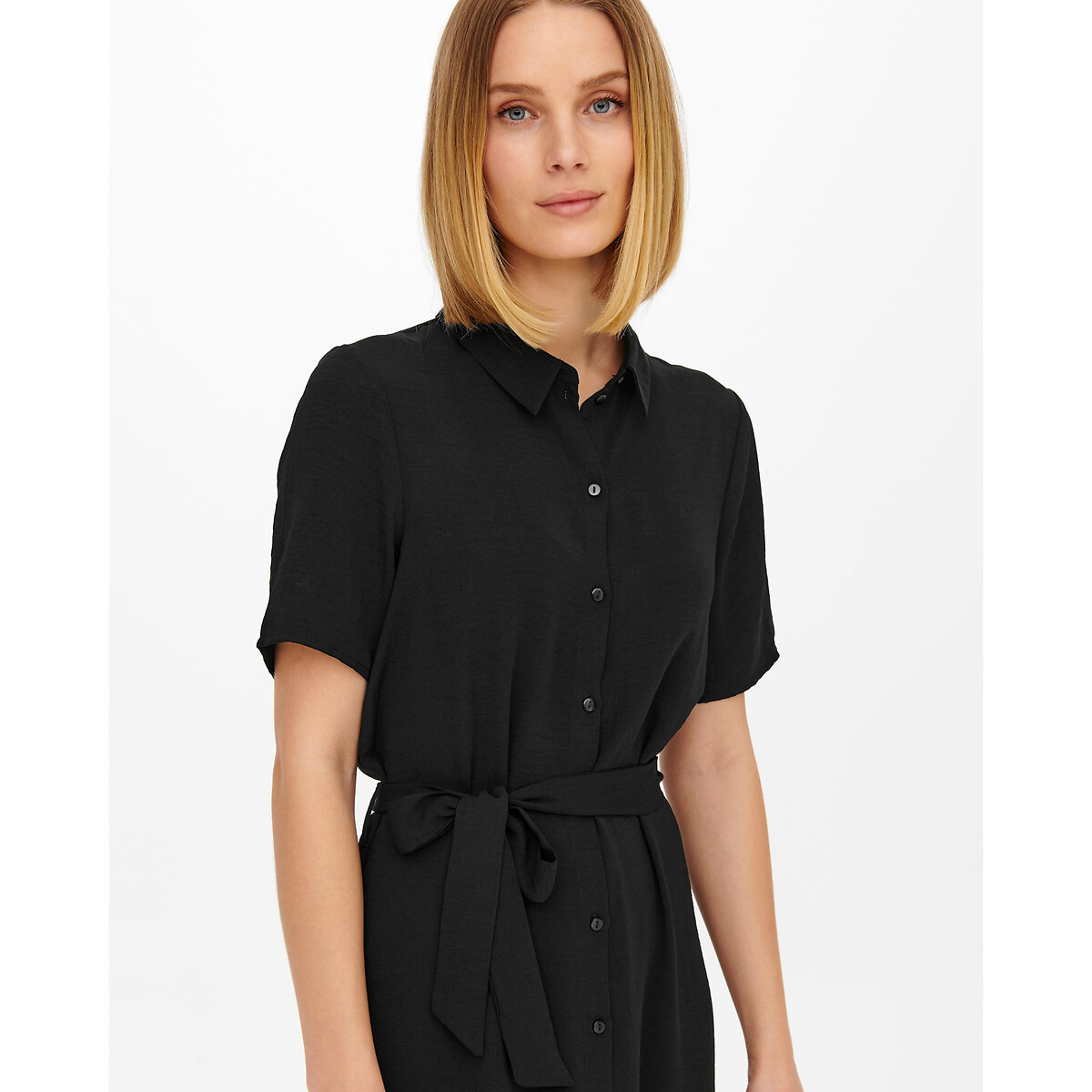 Платье-рубашка С завязками XL черный LaRedoute, размер XL - фото 2