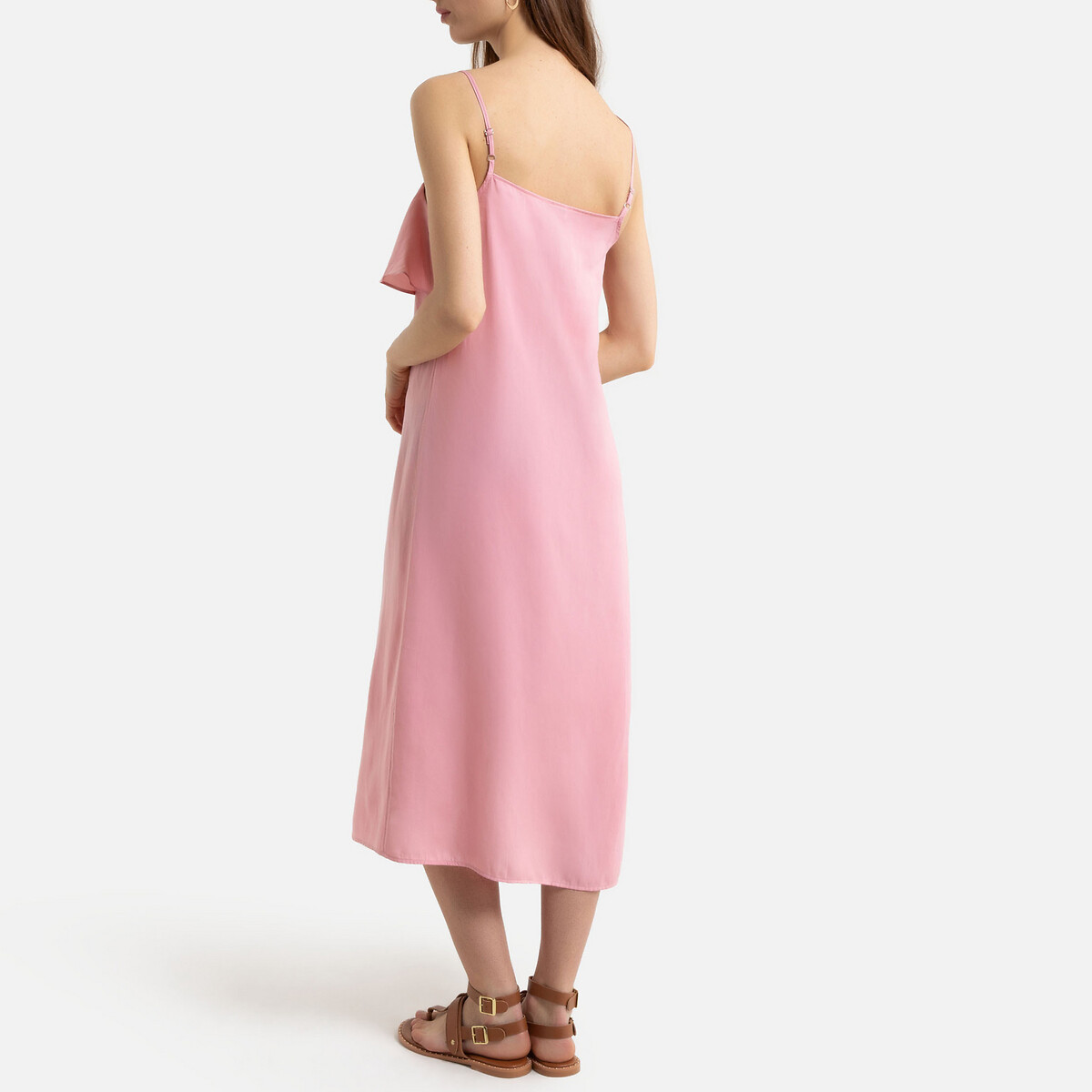 Платье La Redoute Длинное на тонких бретелях с воланом 42 (FR) - 48 (RUS) розовый, размер 42 (FR) - 48 (RUS) Длинное на тонких бретелях с воланом 42 (FR) - 48 (RUS) розовый - фото 3
