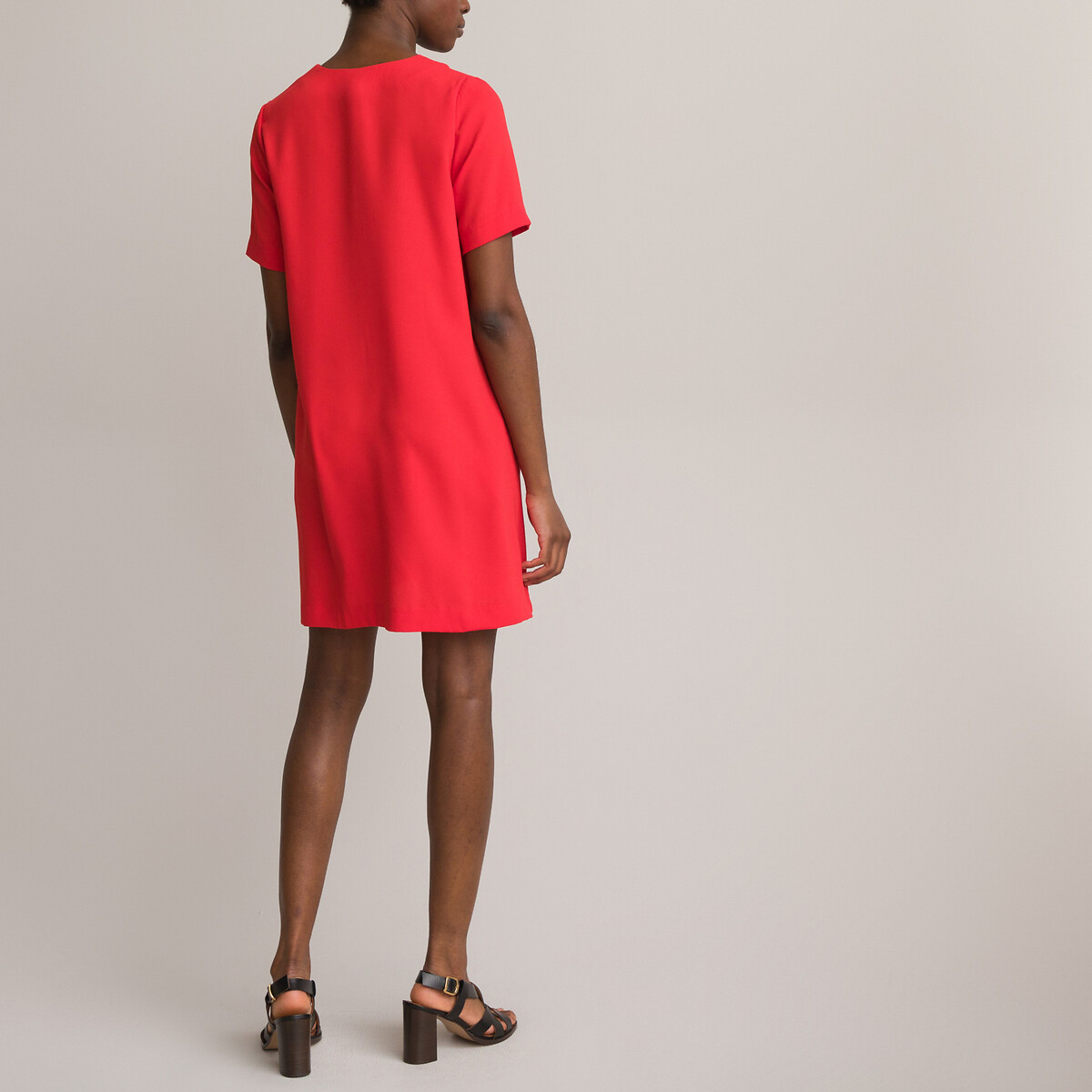 Платье Короткое с V-образным вырезом короткие рукава 58 красный LaRedoute, размер 58 - фото 4