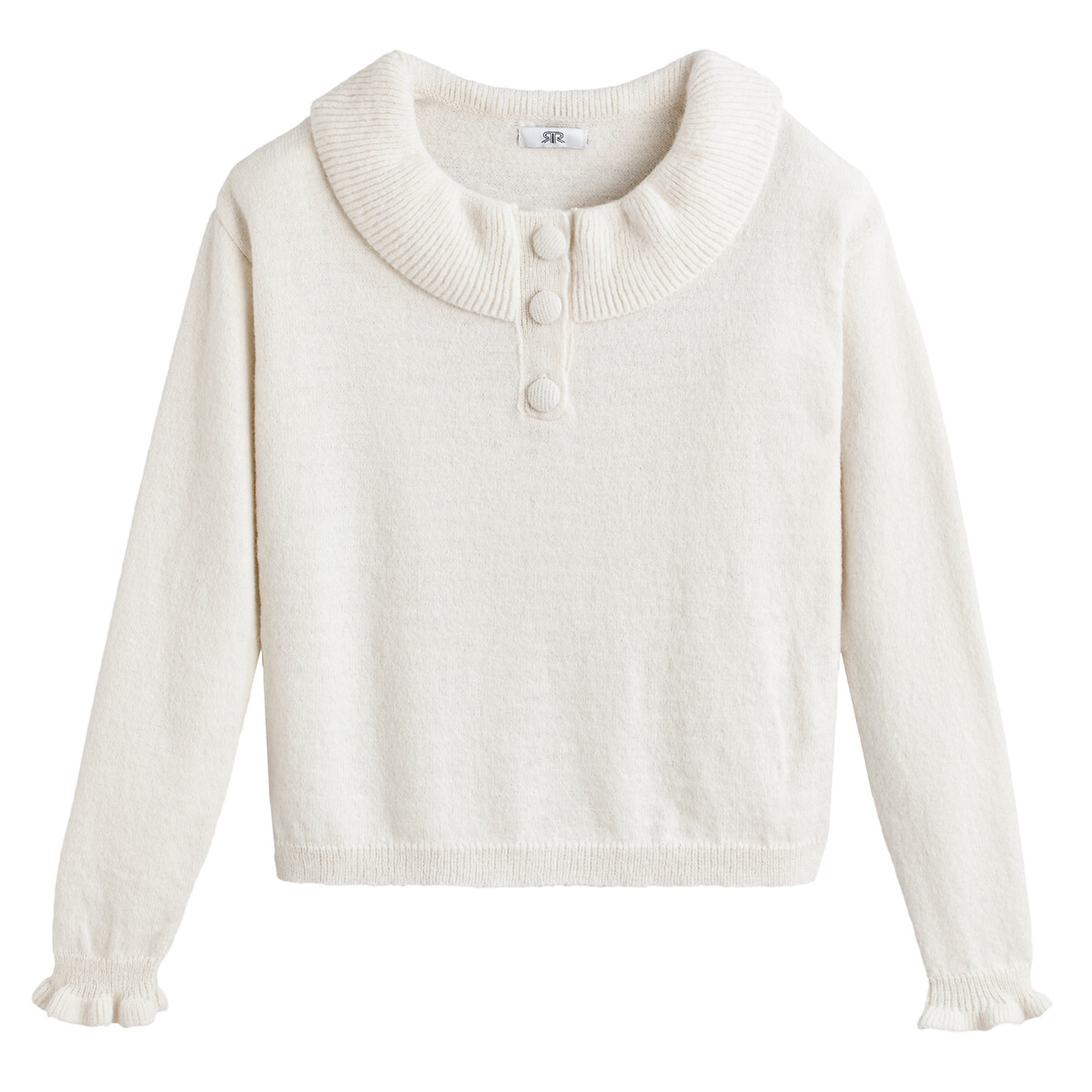 Пуловер LA REDOUTE COLLECTIONS С круглым вырезом из тонкого трикотажа S белый, размер S - фото 5
