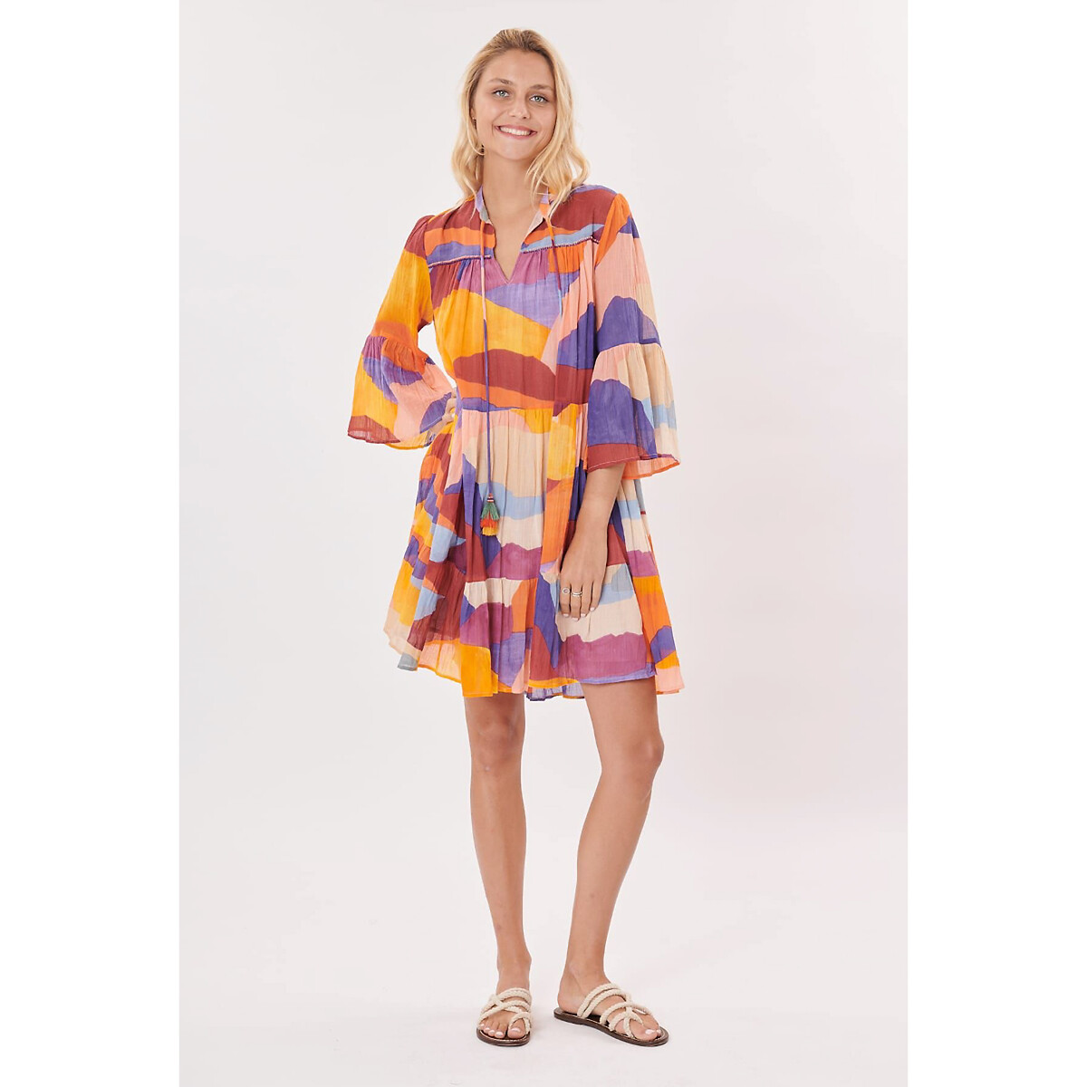Платье Tourment с рукавами с воланами  XL разноцветный LaRedoute, размер XL
