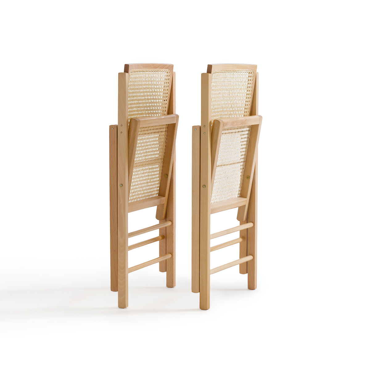 Комплект из двух складных стульев LA REDOUTE INTERIEURS Из бука и плетения Rivia единый размер бежевый - фото 3