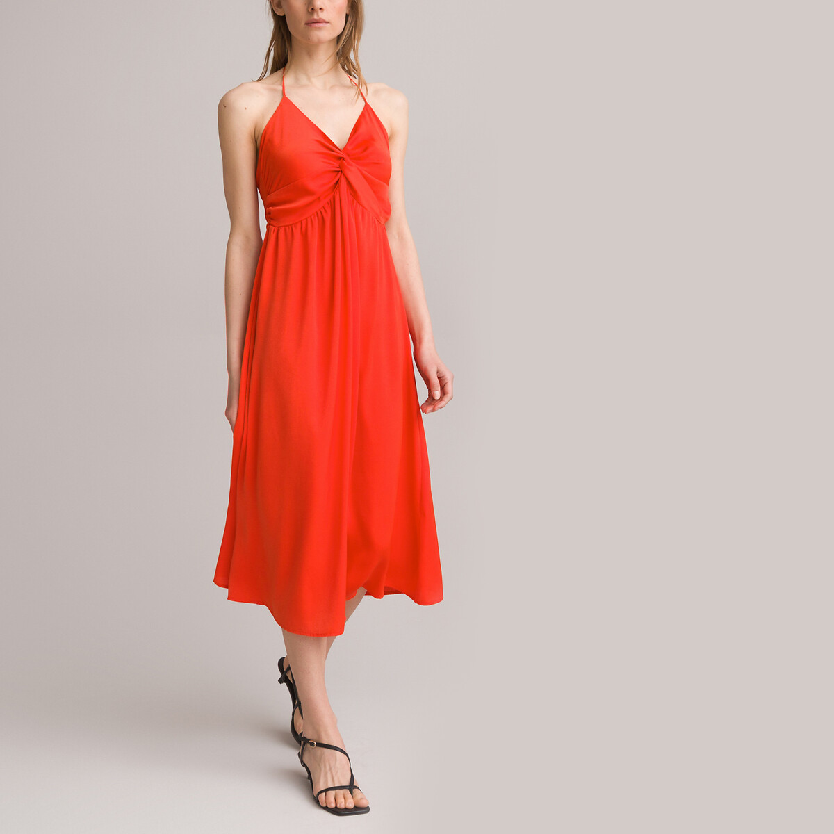 Платье LA REDOUTE COLLECTIONS С тонкими бретелями 40 оранжевый, размер 40 - фото 2
