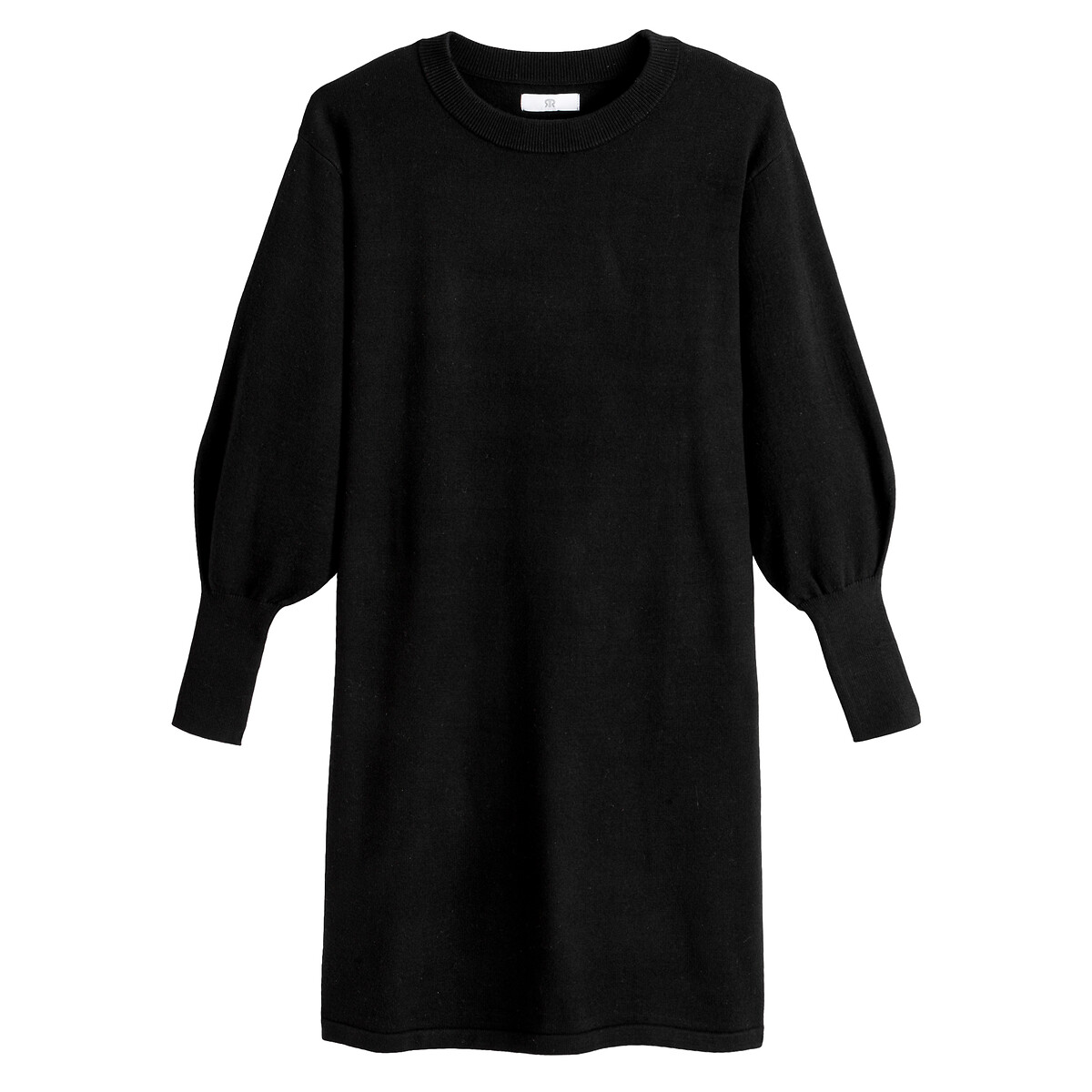 Платье-пуловер LaRedoute Короткое круглый вырез и длинные рукава XL черный, размер XL - фото 5