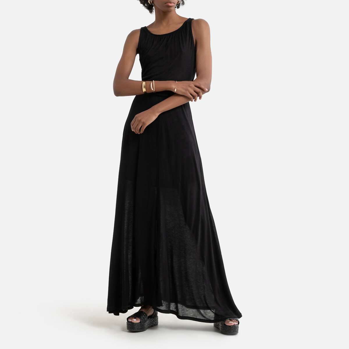 Платье LaRedoute Длинное без рукавов круглый вырез XL черный, размер XL - фото 1