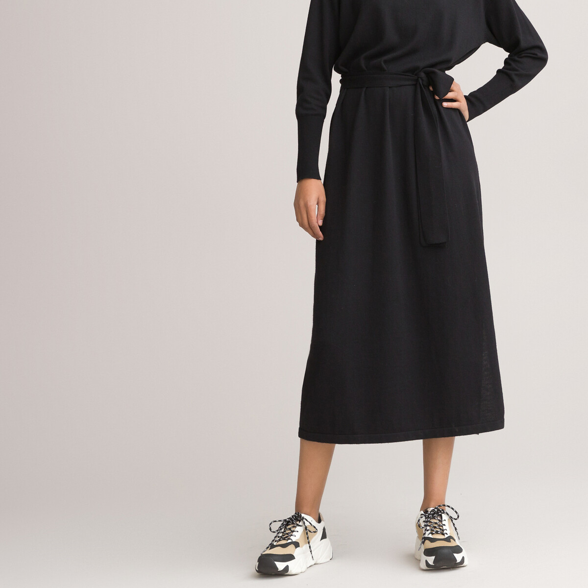 Платье-пуловер LaRedoute С длинным воротником и рукавами M черный, размер M - фото 3
