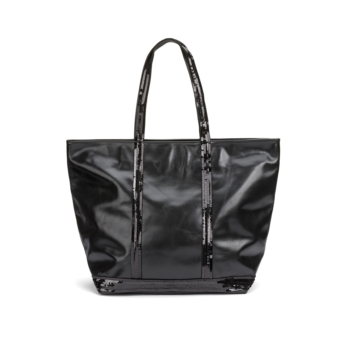 Сумка-шоппер из кожи с пайетками единый размер черный сумка шоппер средняя из парусины с блестками единый размер черный