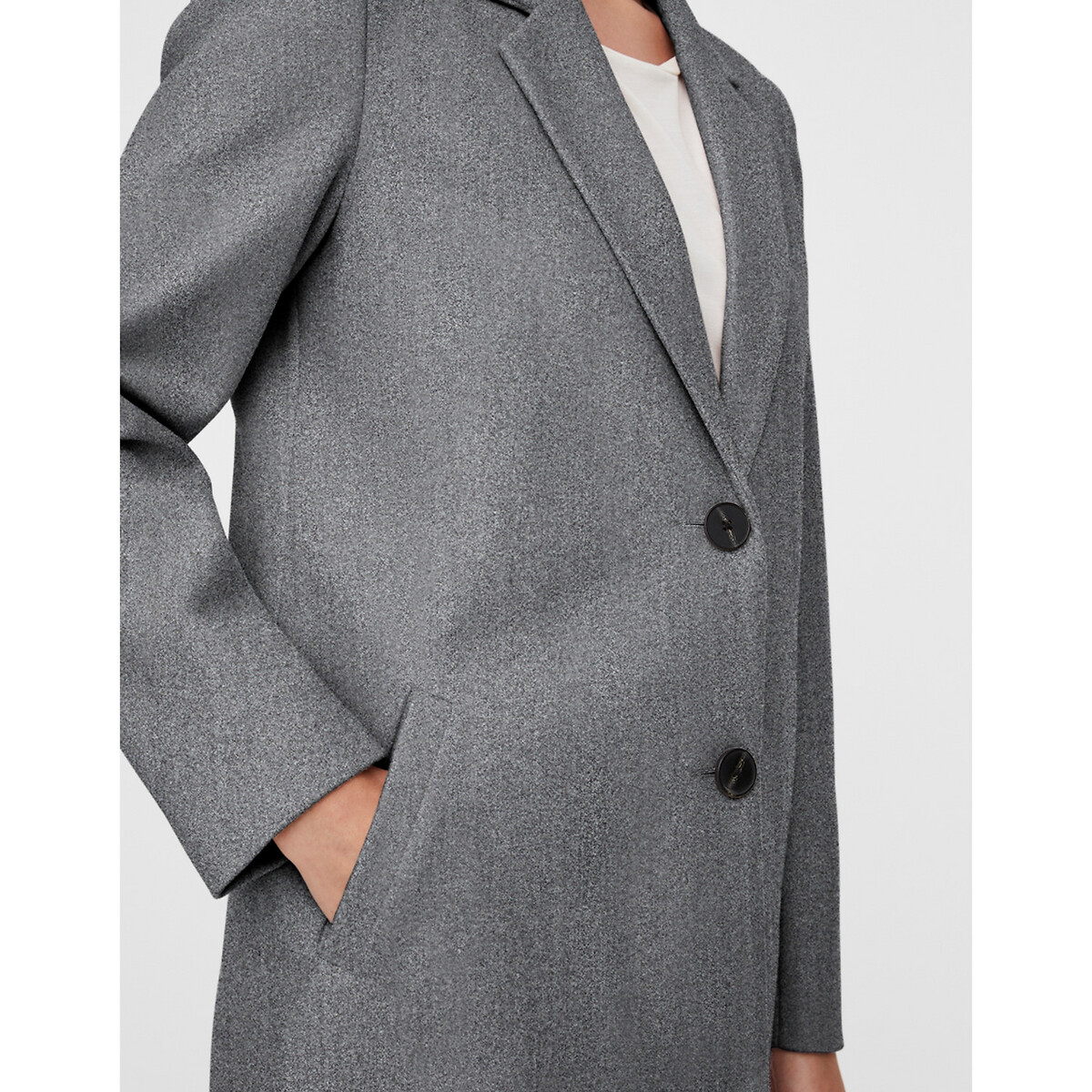 Пальто La Redoute Средней длины на пуговицах M серый, размер M - фото 4
