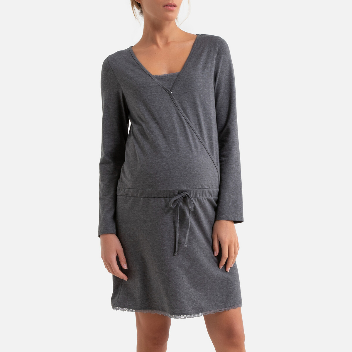 Рубашка La Redoute Ночная для периода беременности и грудного вскармливания 42/44 (FR) - 48/50 (RUS) серый, размер 42/44 (FR) - 48/50 (RUS)