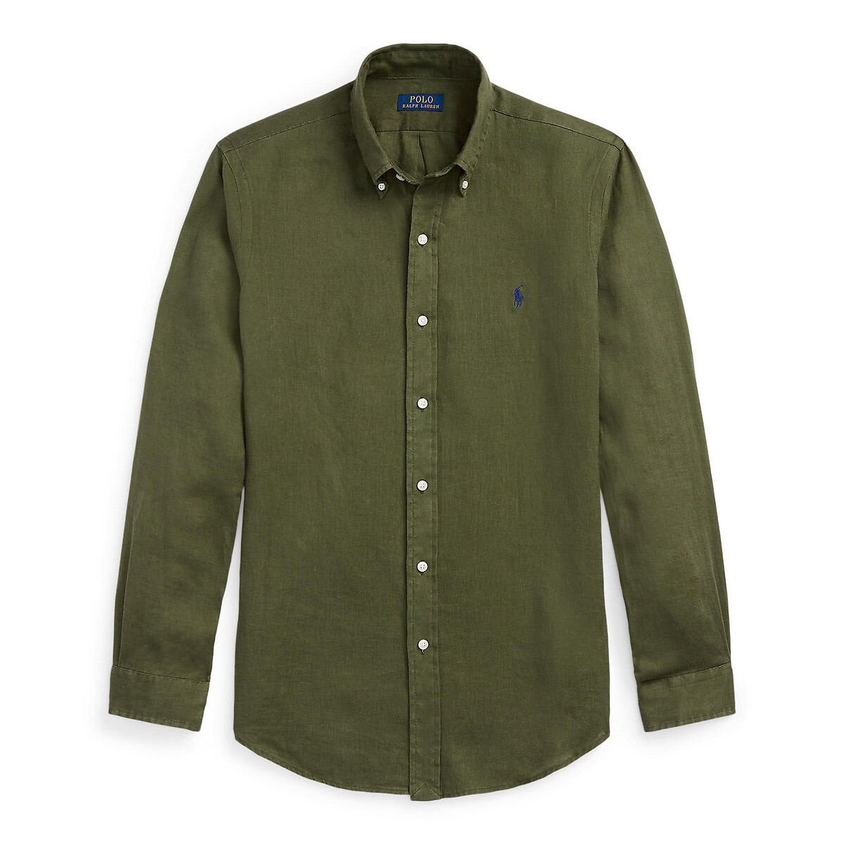 Рубашка Прямая custom fit из льна M зеленый LaRedoute, размер M - фото 4