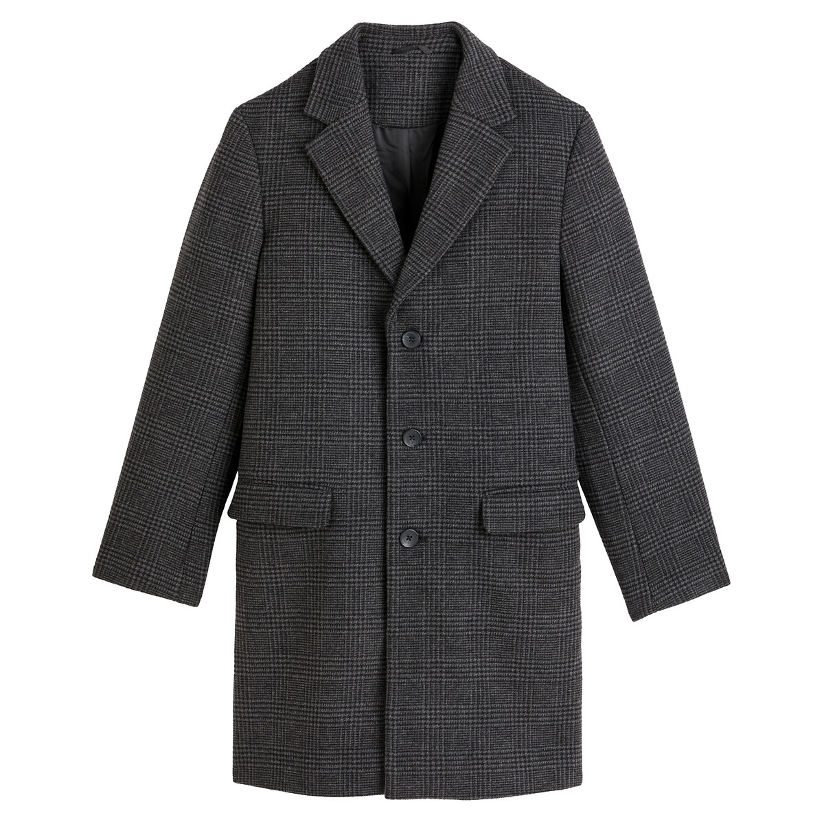 Пальто LaRedoute Средней длины с пиджачным воротником в клетку L другие, размер L - фото 5