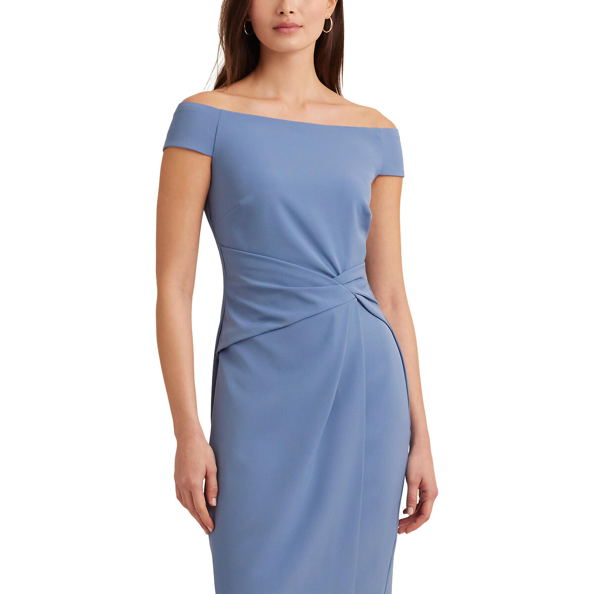 Платье коктейльное короткое с короткими рукавами SARAN  48 синий LaRedoute, размер 48 - фото 2
