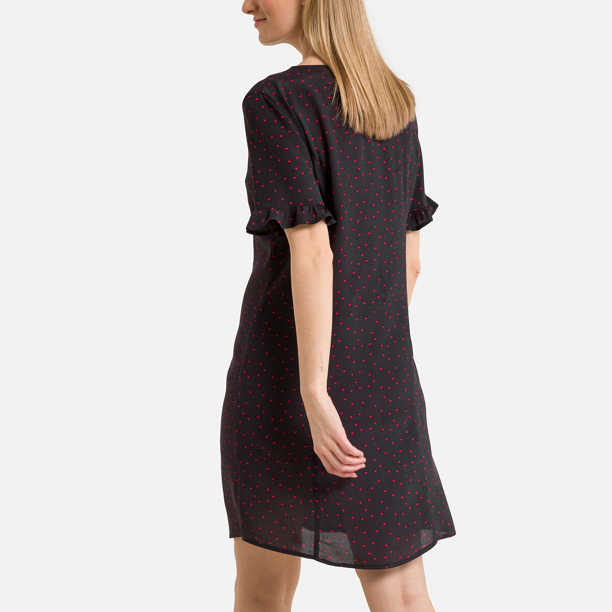 Платье Короткое с принтом на пуговицах XL черный LaRedoute, размер XL - фото 4