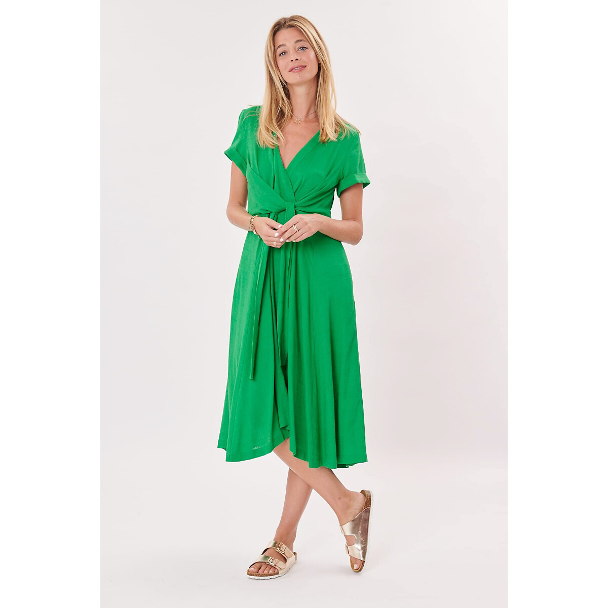 Платье Seattle с вырезом с запахом  XL зеленый LaRedoute, размер XL