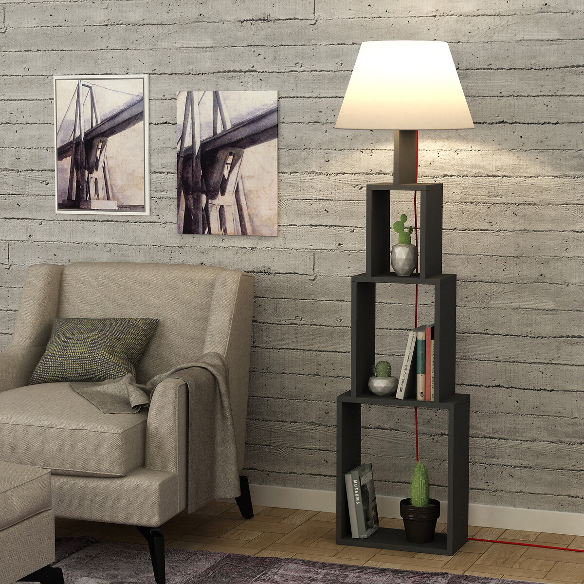 Торшер LaRedoute Торшер TOWER FLOOR LAMP  единый размер серый, фото 2