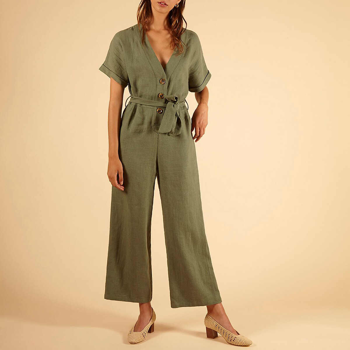 

Комбинезон La Redoute, Зеленый, Из льна с короткими рукавами MELIZA S зеленый