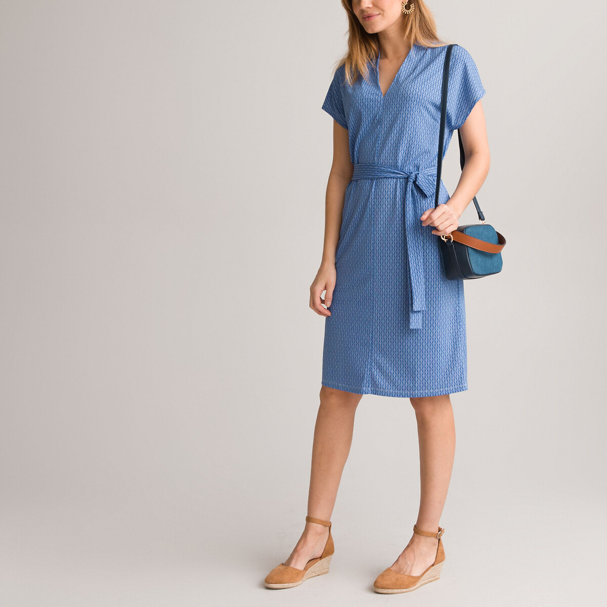 Платье-миди Прямое с графичным принтом 56 синий LaRedoute, размер 56 - фото 2