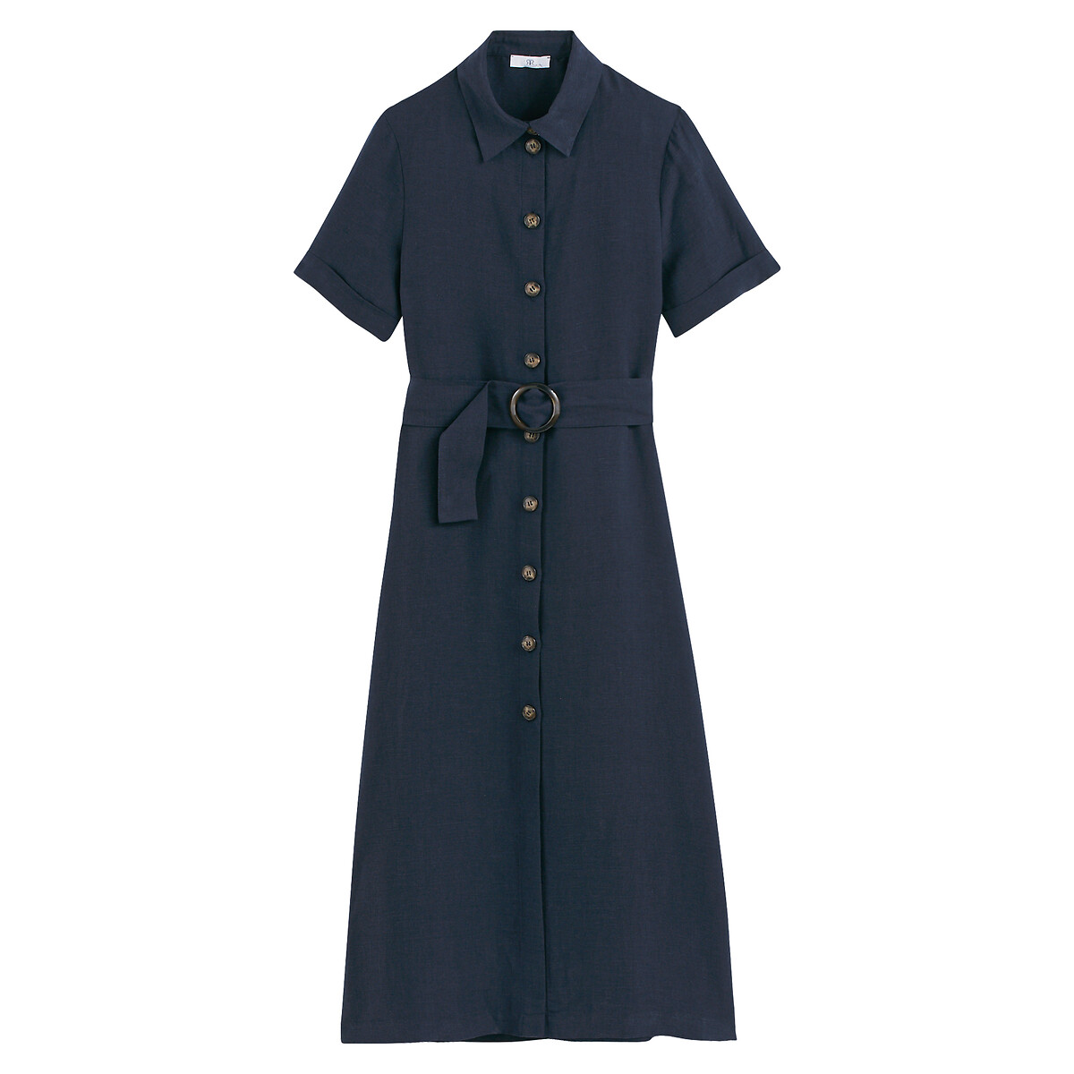 Платье-рубашка Signature из смешанной ткани из лиоцелла и льна  40 синий LaRedoute, размер 40 - фото 5