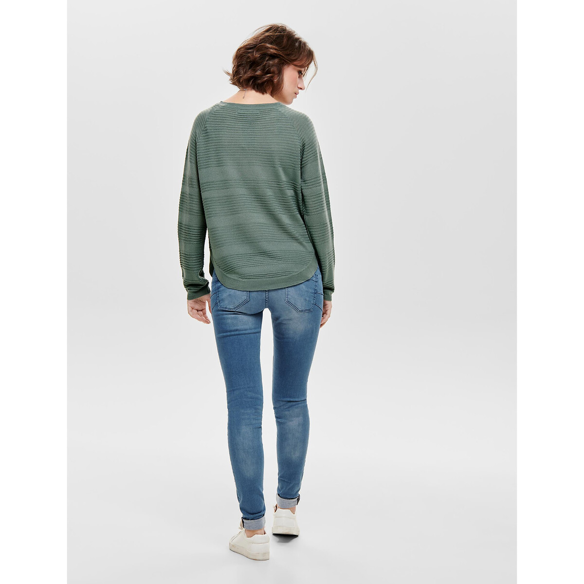 Пуловер Из тонкого трикотажа присборенный снизу S зеленый LaRedoute, размер S - фото 5