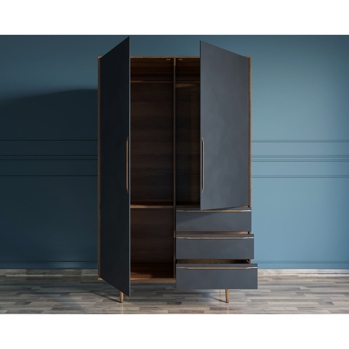 Шкаф в скандинавском стиле Bruni Black  единый размер черный LaRedoute - фото 3