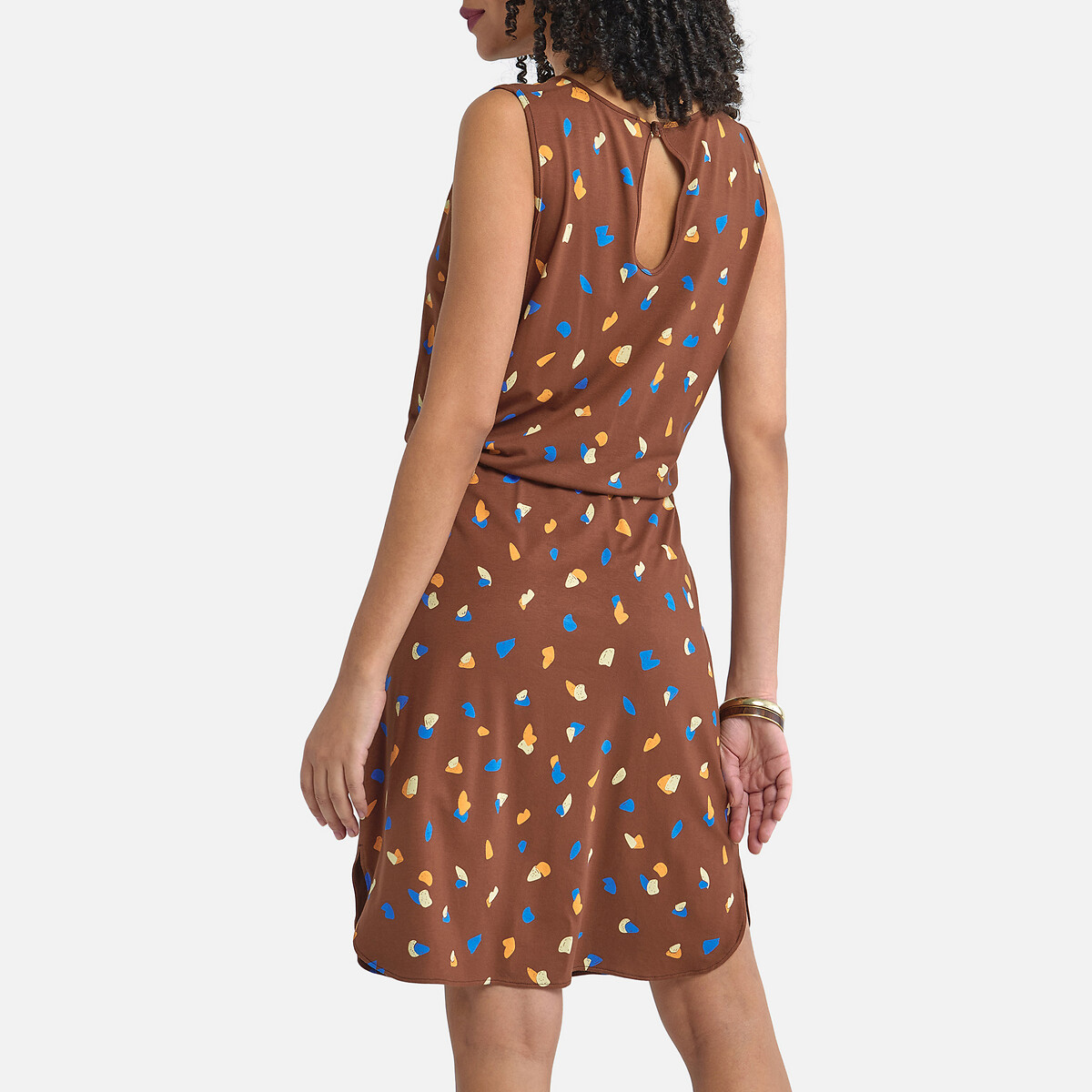 Платье La Redoute Короткое без рукавов с графическим принтом XS каштановый, размер XS - фото 4