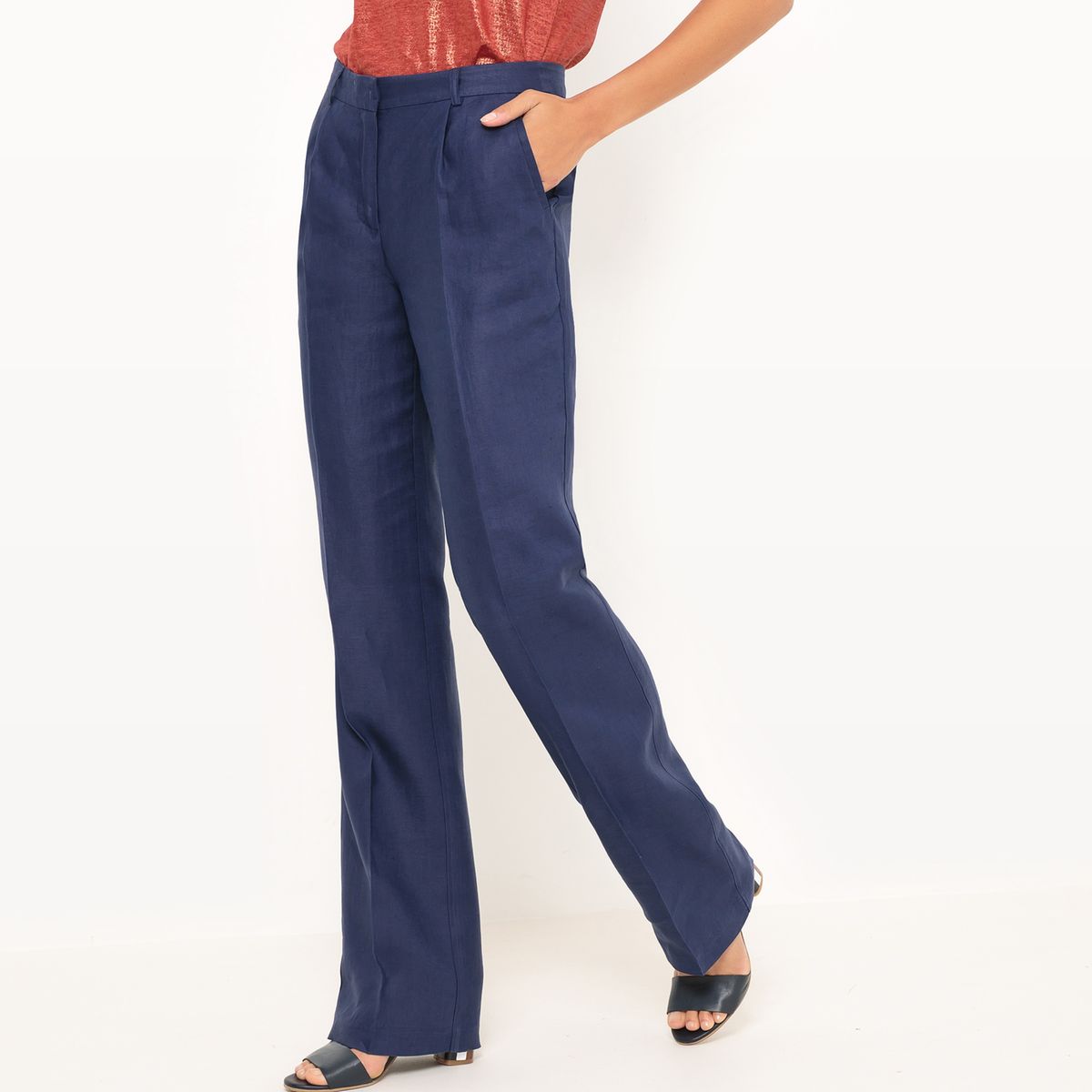 Pantalon droit, 100% lin