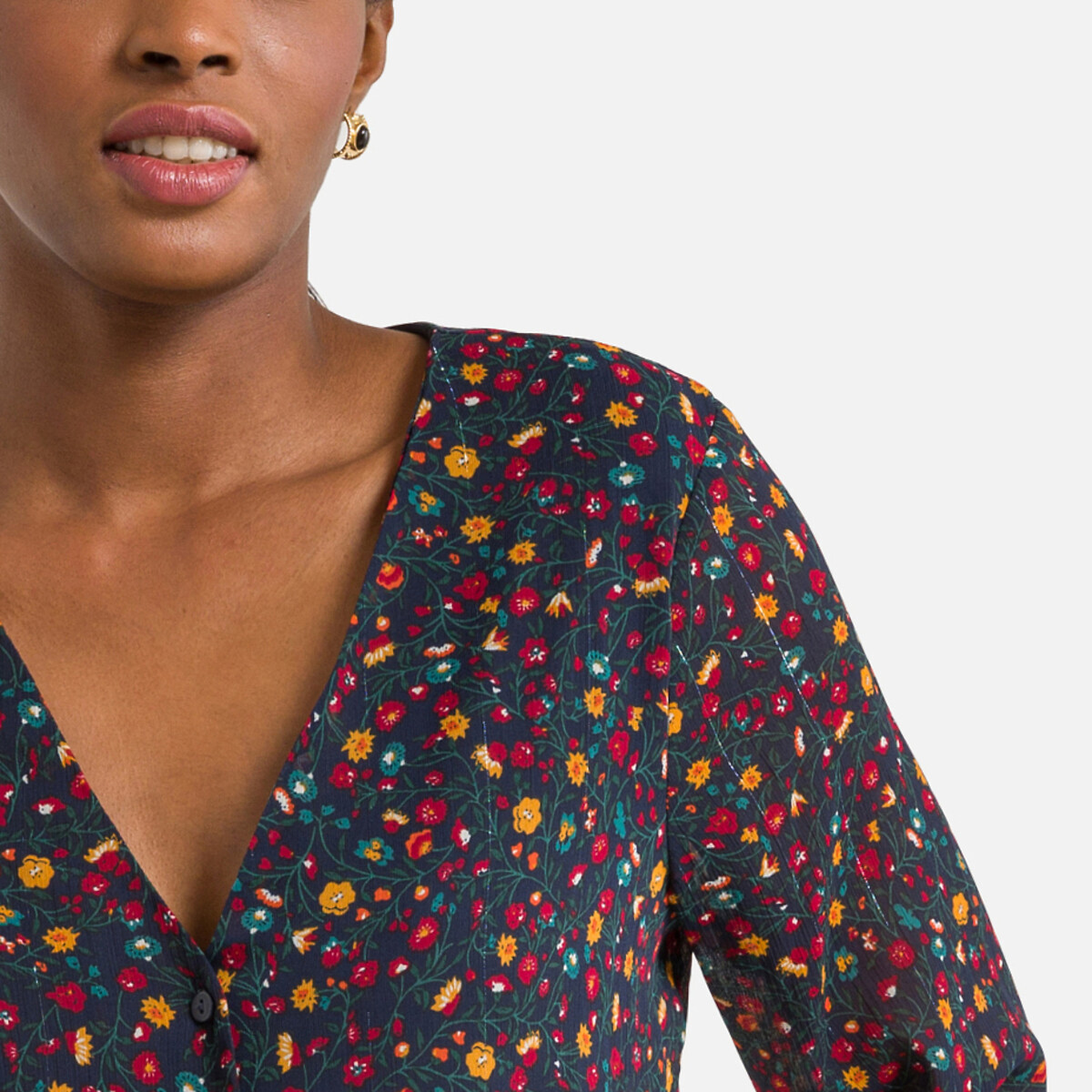 Блузка ONLY Блузка С цветочным принтом и V-образным вырезом XL красный, размер XL - фото 3