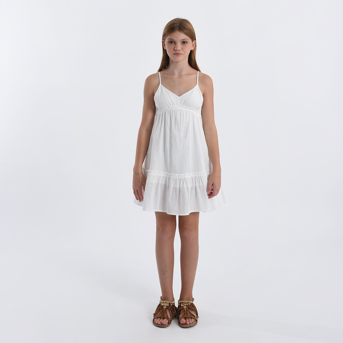 Платье На тонких бретелях 12 лет -150 см белый LaRedoute, размер 12 лет -150 см