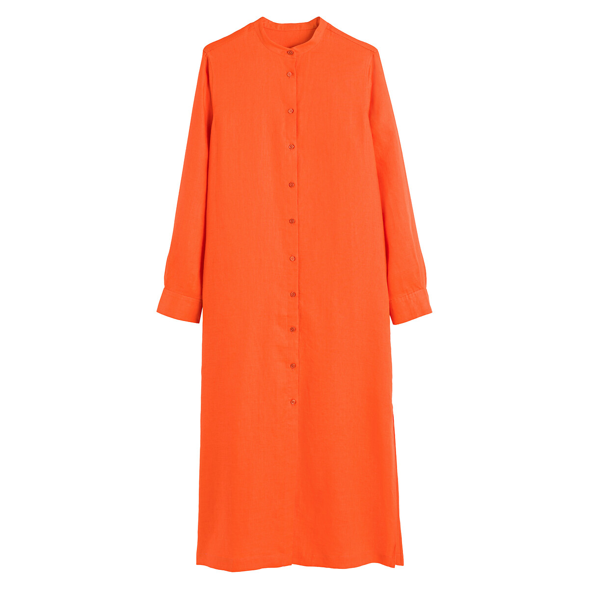 Платье Длинное из льна длинные рукава 40 оранжевый LaRedoute, размер 40 - фото 5