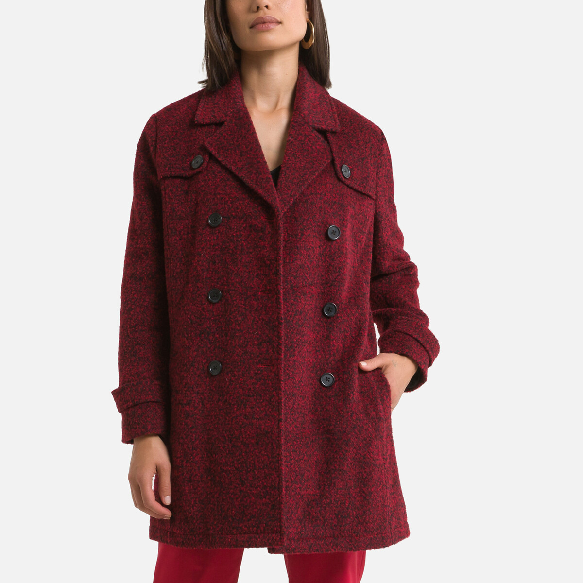 Пальто Средней длины с застежкой на пуговицы демисезонное 38 (FR) - 44 (RUS) красный