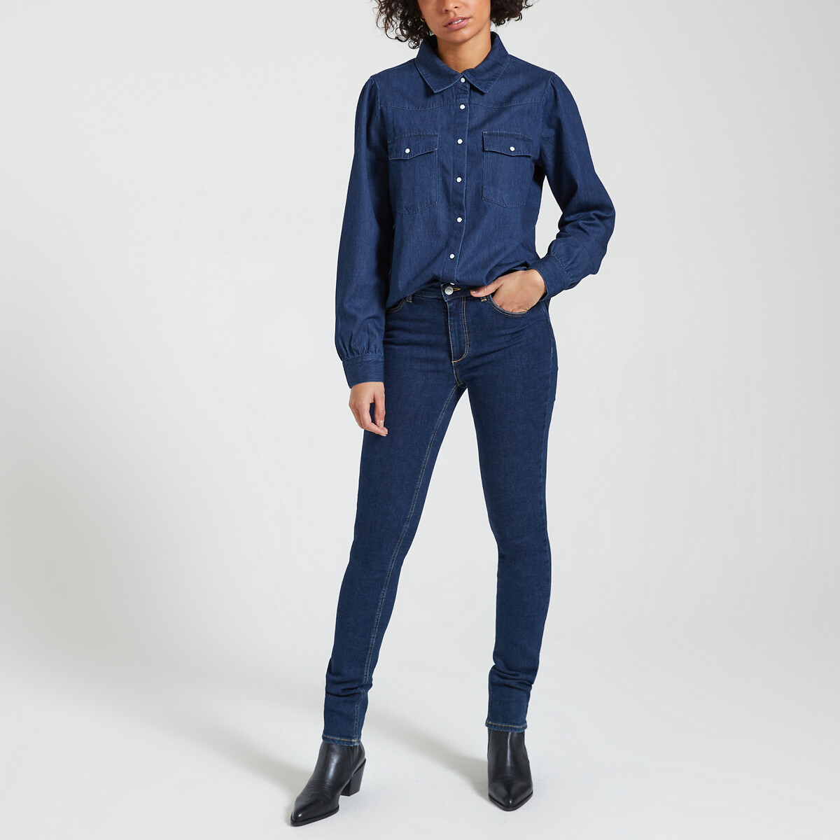 Рубашка из джинсовой ткани с длинными рукавами  XL синий LaRedoute, размер XL - фото 2