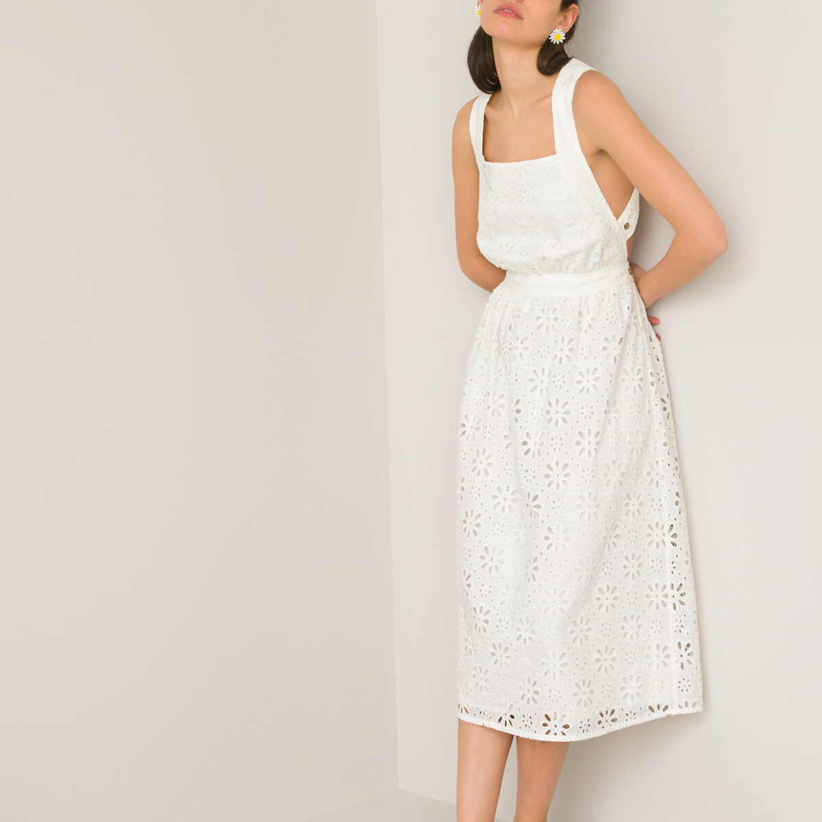 Платье-фартук Из английской вышивки 50 белый