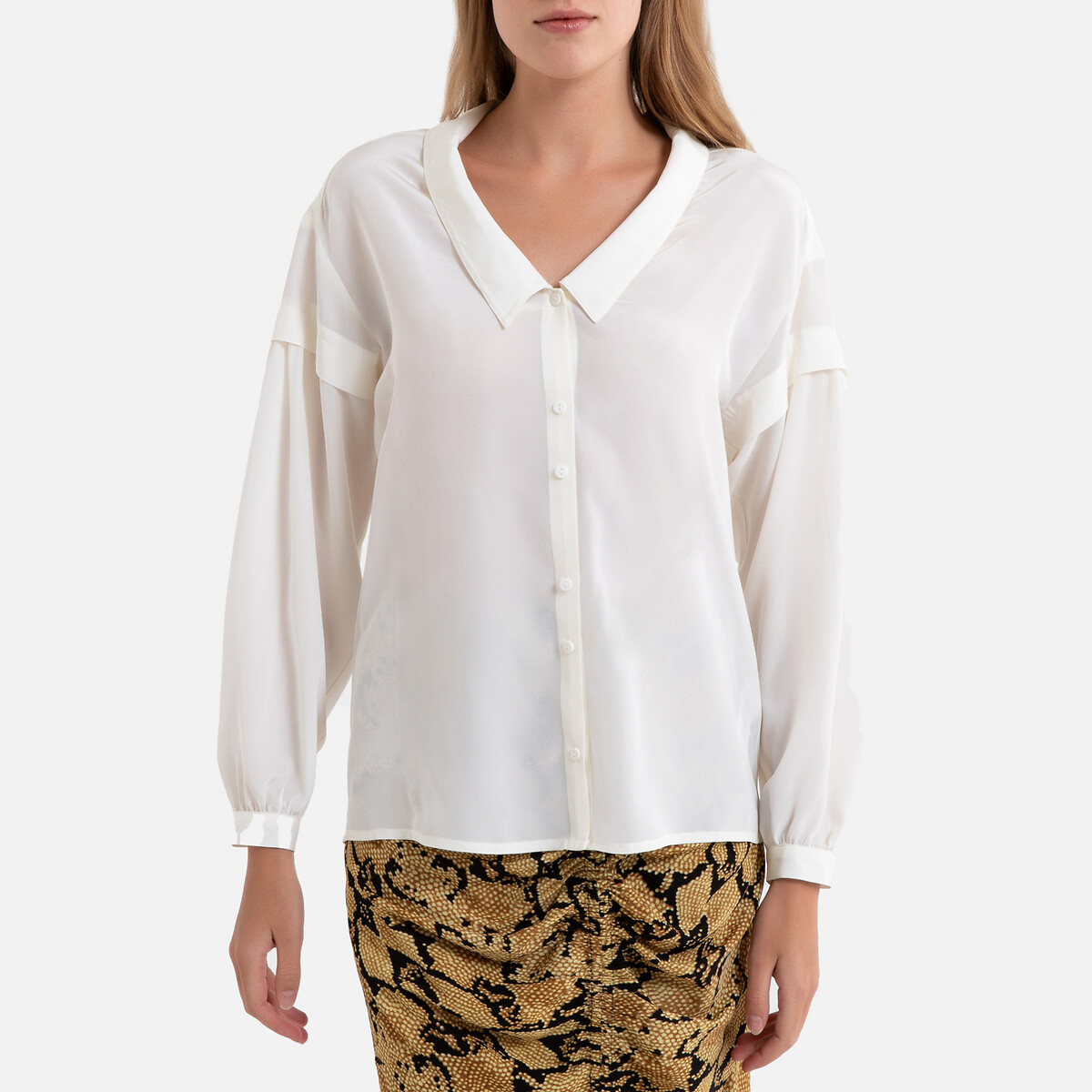 

Блузка LaRedoute, Бежевый, Шелковая с длинными рукавами DESIRE 2(M) бежевый
