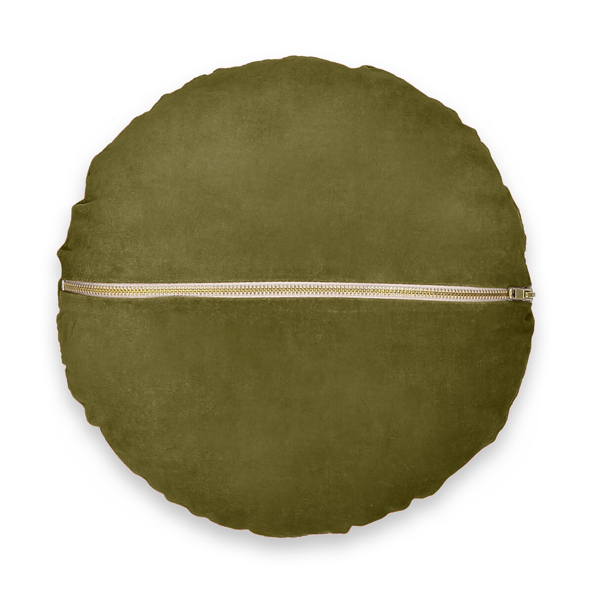 Подушка LaRedoute Круглая вельветовая VELVET диаметр 35 см зеленый, размер диаметр 35 см - фото 1