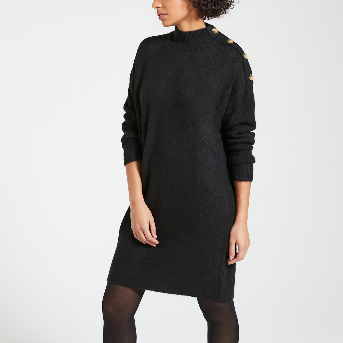 Платье-пуловер с длинными рукавами тонкий трикотаж XL черный