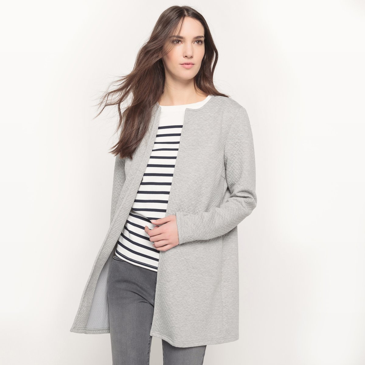 

Кардиган La Redoute, Серый, Длинный из структурированной ткани M серый