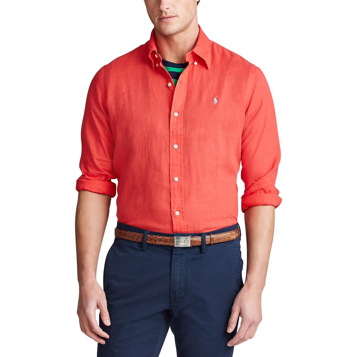 

Рубашка La Redoute, Красный, Прямая custom fit из льна L красный