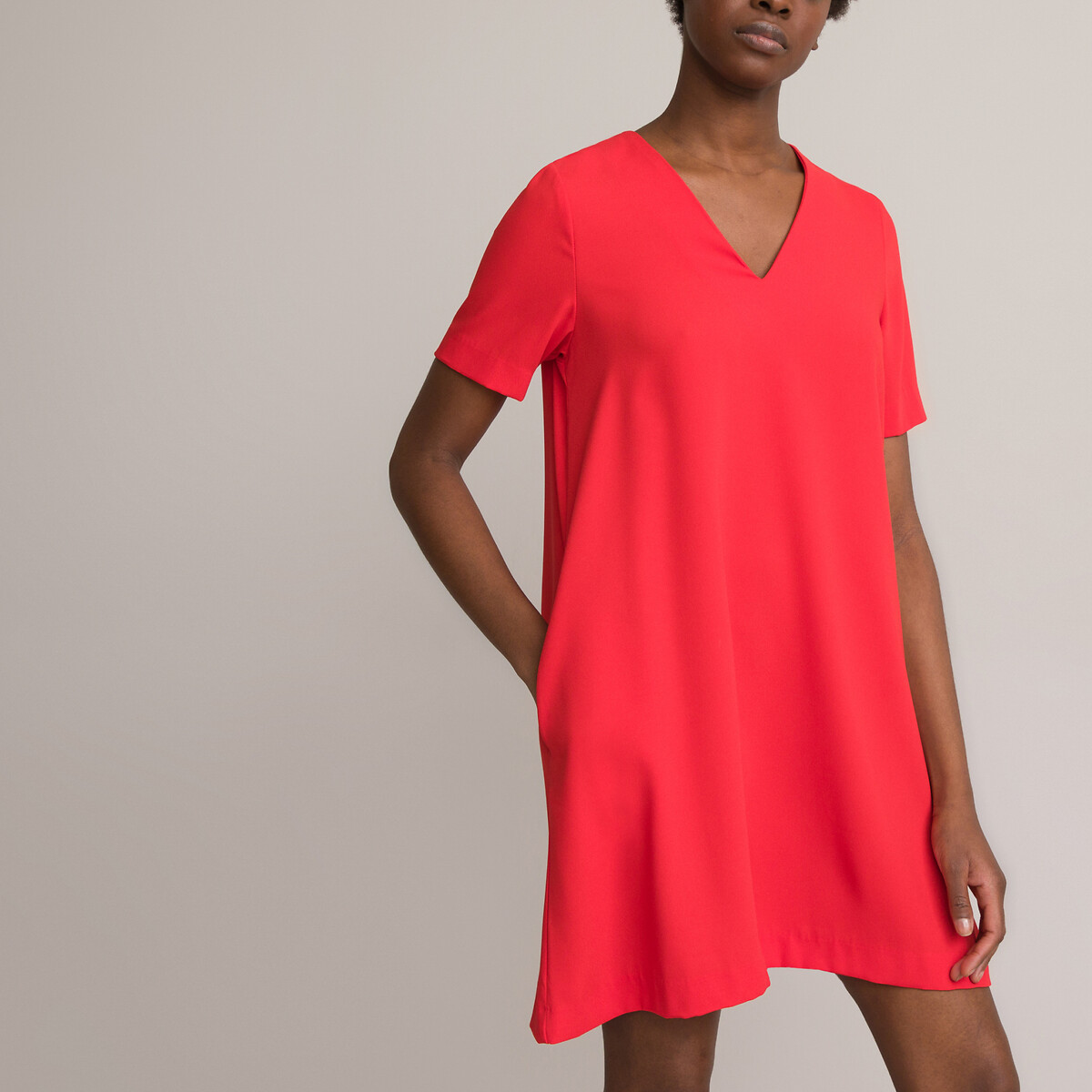 Платье Короткое с V-образным вырезом короткие рукава 58 красный LaRedoute, размер 58 - фото 2