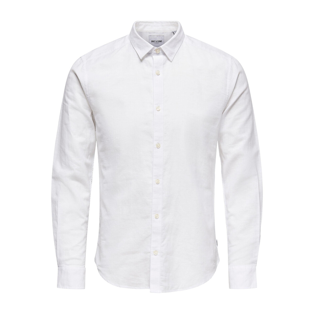 Рубашка slim fit из хлопка и льна  L белый LaRedoute, размер L - фото 5