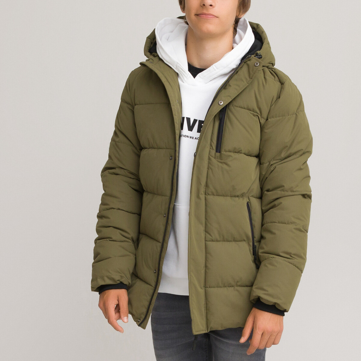 Куртка Стеганая утепленная с капюшоном 10-18 лет 18 лет - 180 см зеленый