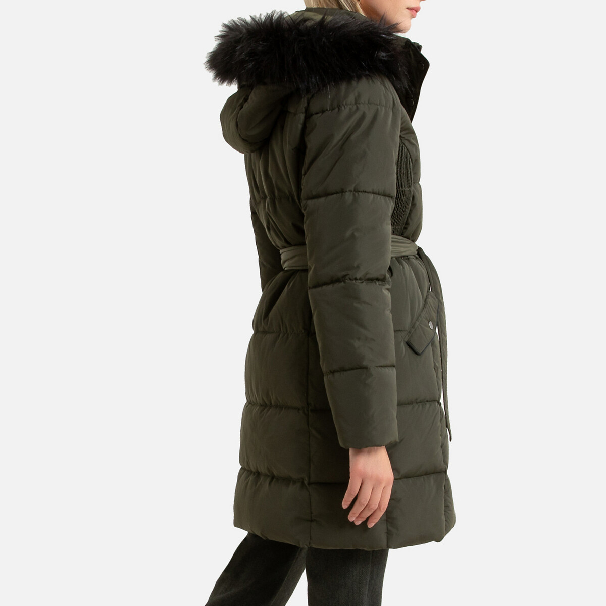 Куртка LaRedoute Стеганая средней длины с капюшоном зимняя модель 40 (FR) - 46 (RUS) зеленый, размер 40 (FR) - 46 (RUS) Стеганая средней длины с капюшоном зимняя модель 40 (FR) - 46 (RUS) зеленый - фото 4