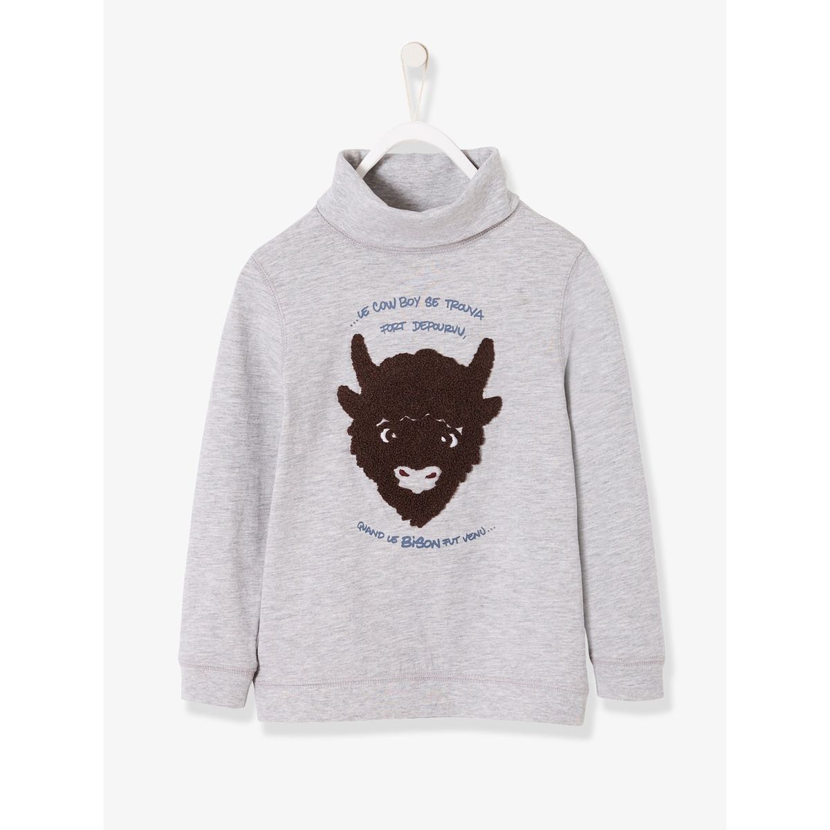 Sous-pull garçon motif bison en peluche