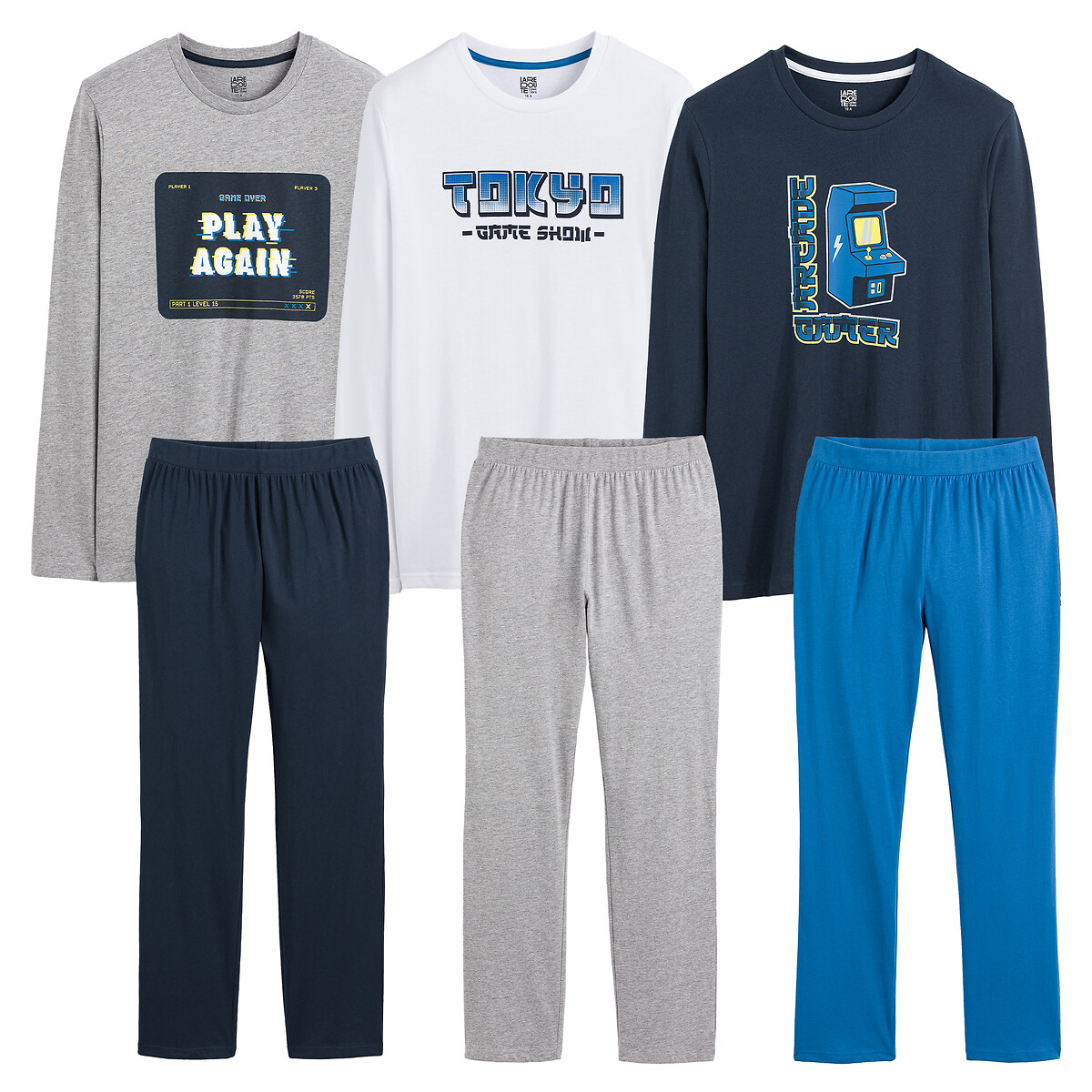 Комплект из трех пижам принт аркадные игры 14 лет - 162 см синий комплект из трех пижам с шортами 10 18 лет 16 лет 162 см белый