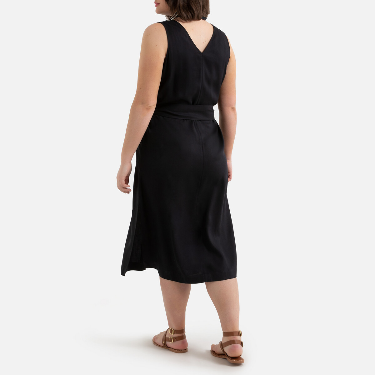 Платье LaRedoute Длинное прямое из лиоцелла без рукавов 56 черный, размер 56 - фото 4